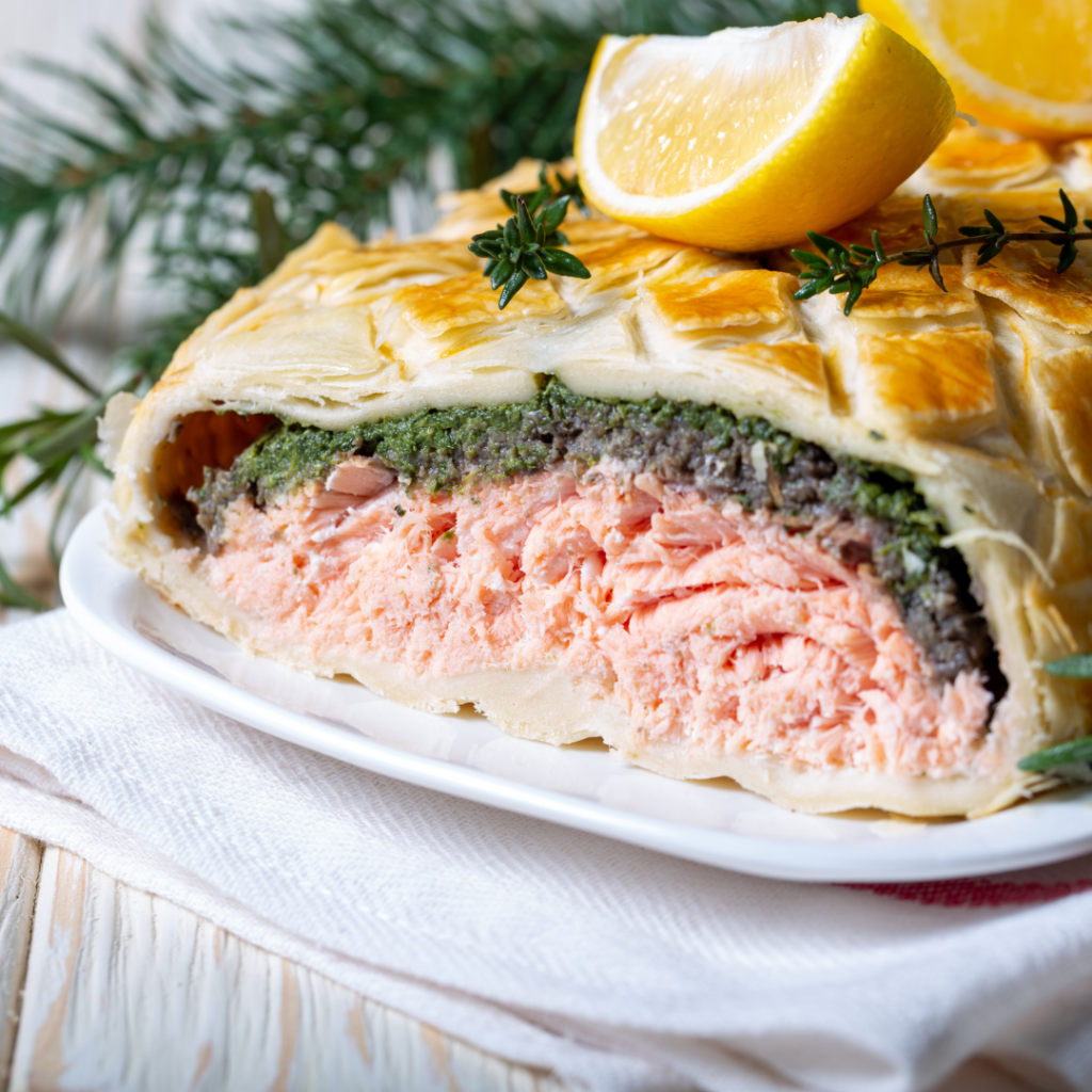 Trancio di salmone e spinaci nella sfoglia